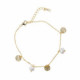 Pulsera de plata chapada con placas y perlas naturales