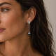 Pendientes largos de oro blanco con perla gris de Tahití y diamantes