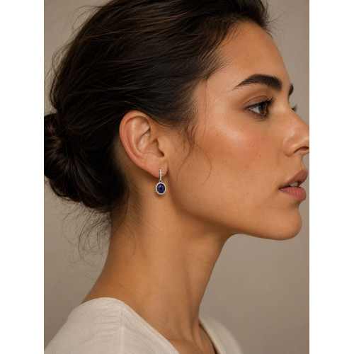 Pendientes de oro blanco con zafiros y diamantes