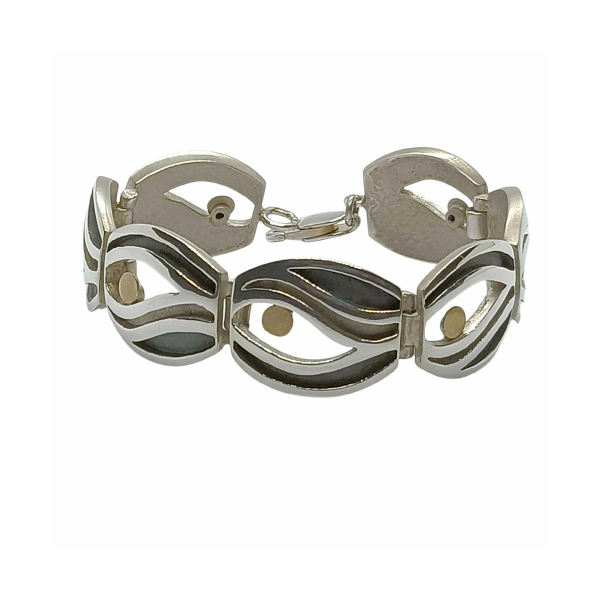 Brazalete articulado de plata y oro