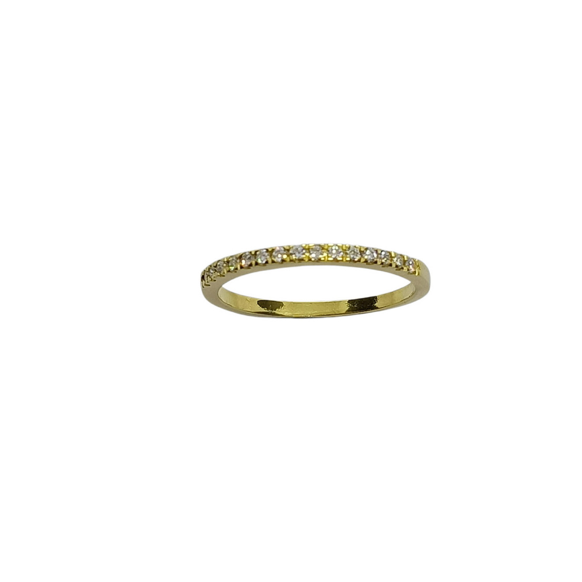 Anillo media alianza de compromiso con diamantes