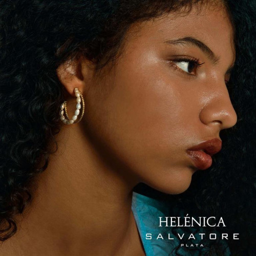 Pendientes de plata chapada, estilo aros con perlas y bolas