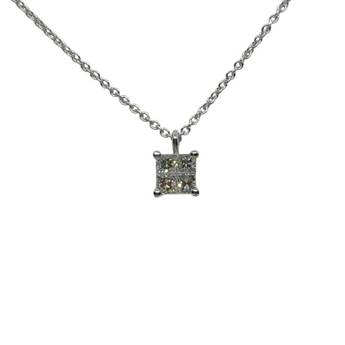 Gargantilla de oro blanco con diamantes talla princesa