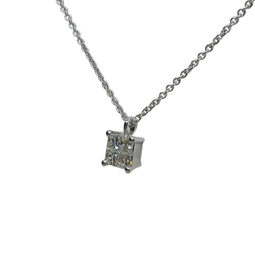 Gargantilla de oro blanco con diamantes talla princesa