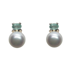 Pendientes de plata con perla y circonitas