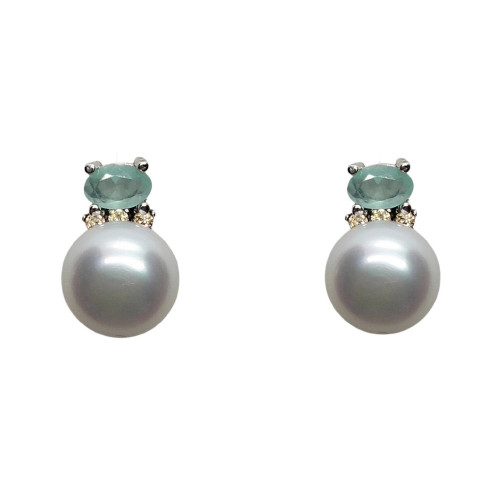 Pendientes de plata con perla y circonitas