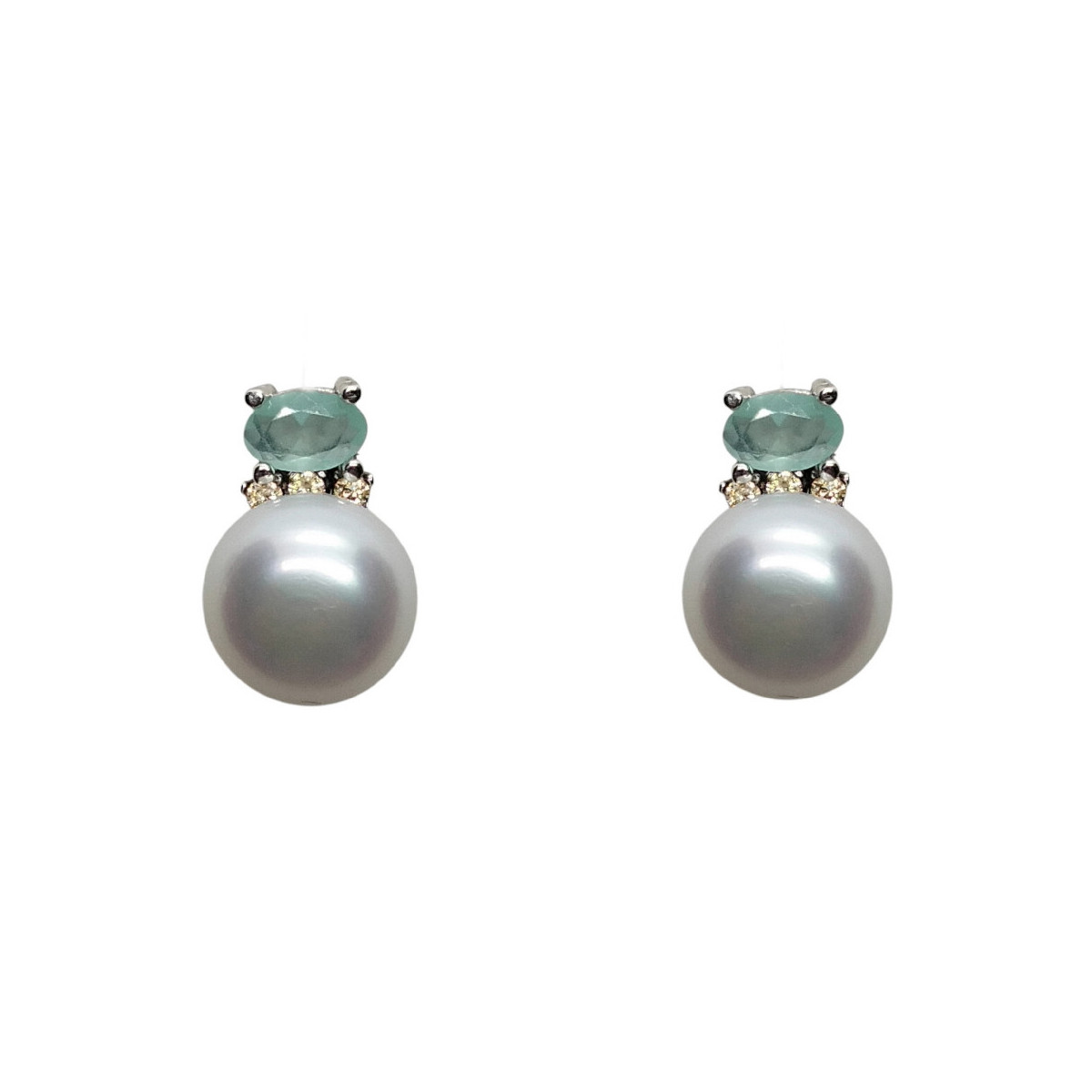 Pendientes de plata con perla y circonitas