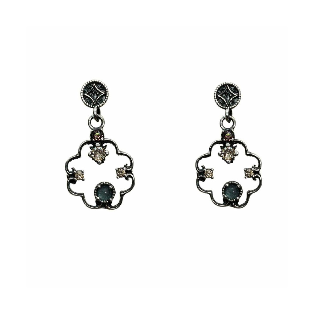 Pendientes de plata con circonitas de colores