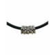Collar de plata con circonitas y cuero negro