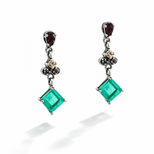 Pendientes de plata con circonitas de colores