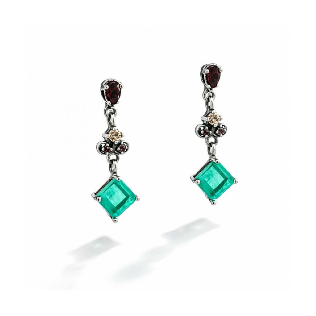 Pendientes de plata con circonitas de colores