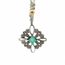 Collar de plata con circonitas y seda