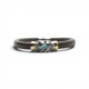 PULSERA DE PLATA Y CUERO CON CIRCONITAS