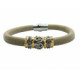 PULSERA DE PLATA Y CUERO CON CIRCONITAS