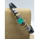 PULSERA DE PLATA Y CUERO CON CIRCONITAS