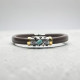 PULSERA DE PLATA Y CUERO CON CIRCONITAS