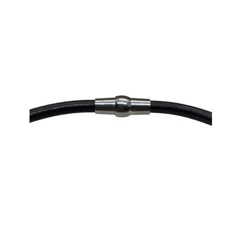 PULSERA DE PLATA Y CUERO CON CIRCONITAS