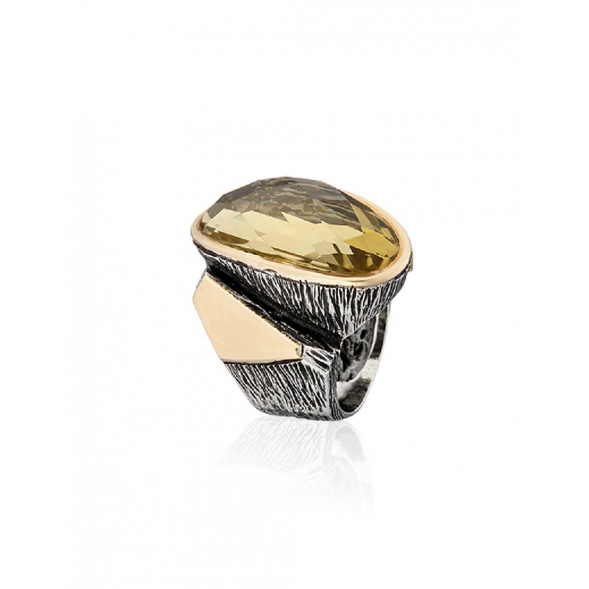 Anillo de plata y oro con citrino