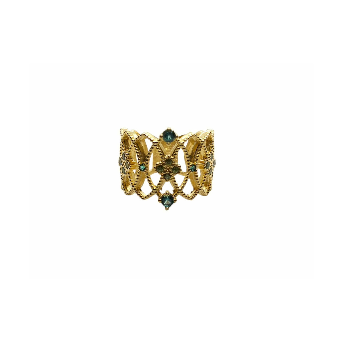 Anillo de plata con baño chapado y circonitas