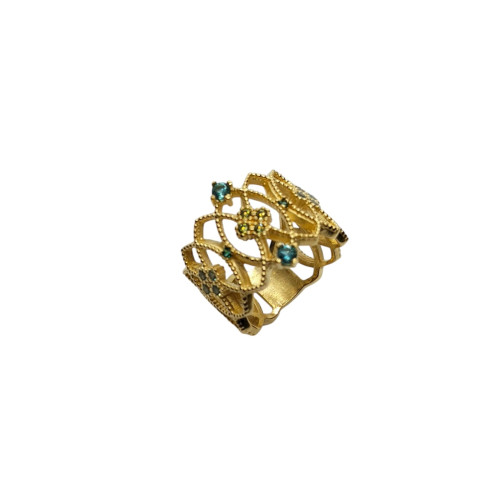 Anillo de plata con baño chapado y circonitas