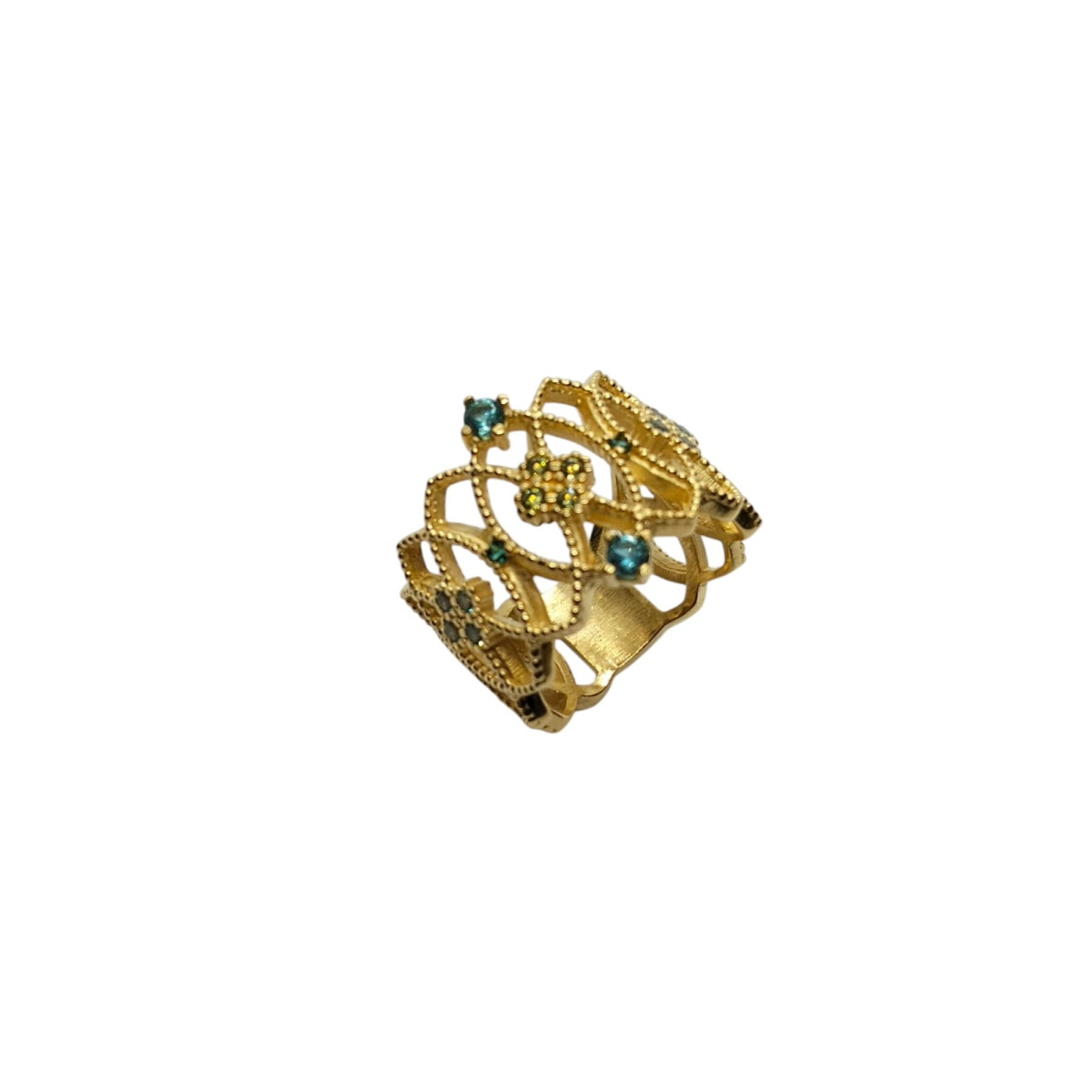 Anillo de plata con baño chapado y circonitas