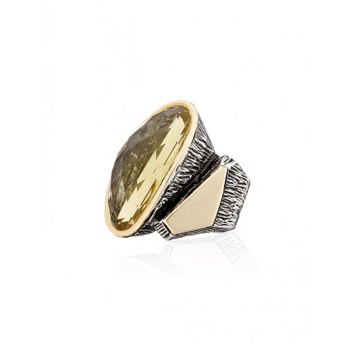 Anillo de plata y oro con citrino