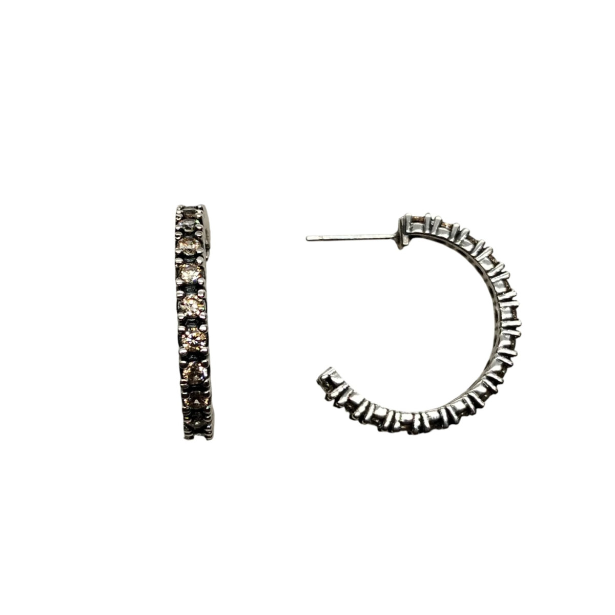 Pendientes de plata estilo aros con circonitas