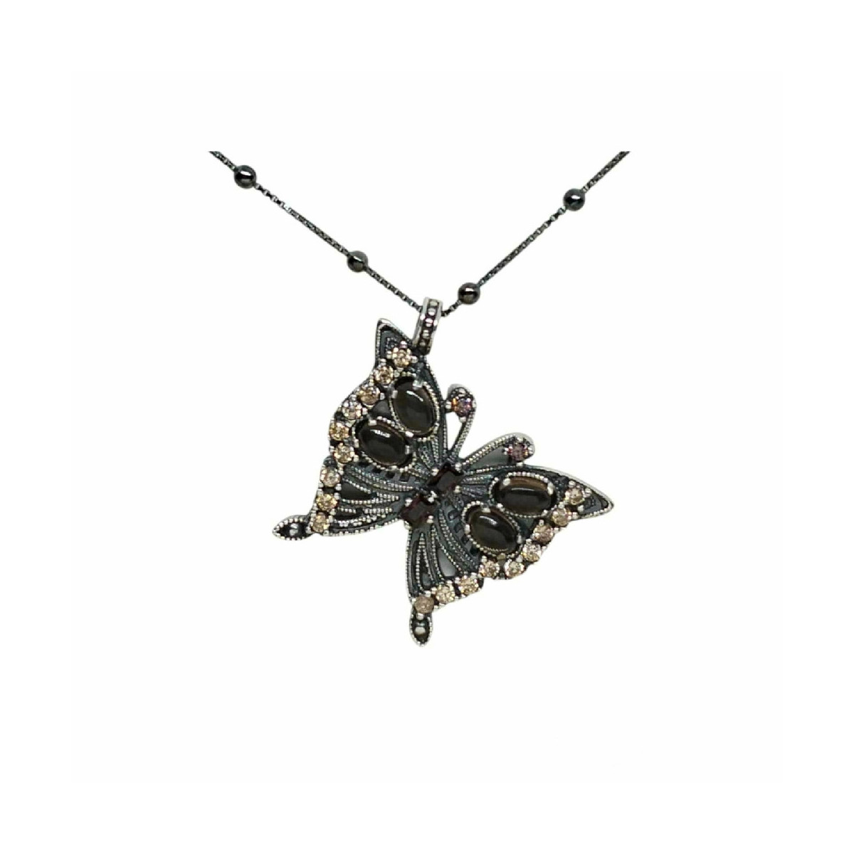 Collar de plata con forma de mariposa y con circonitas