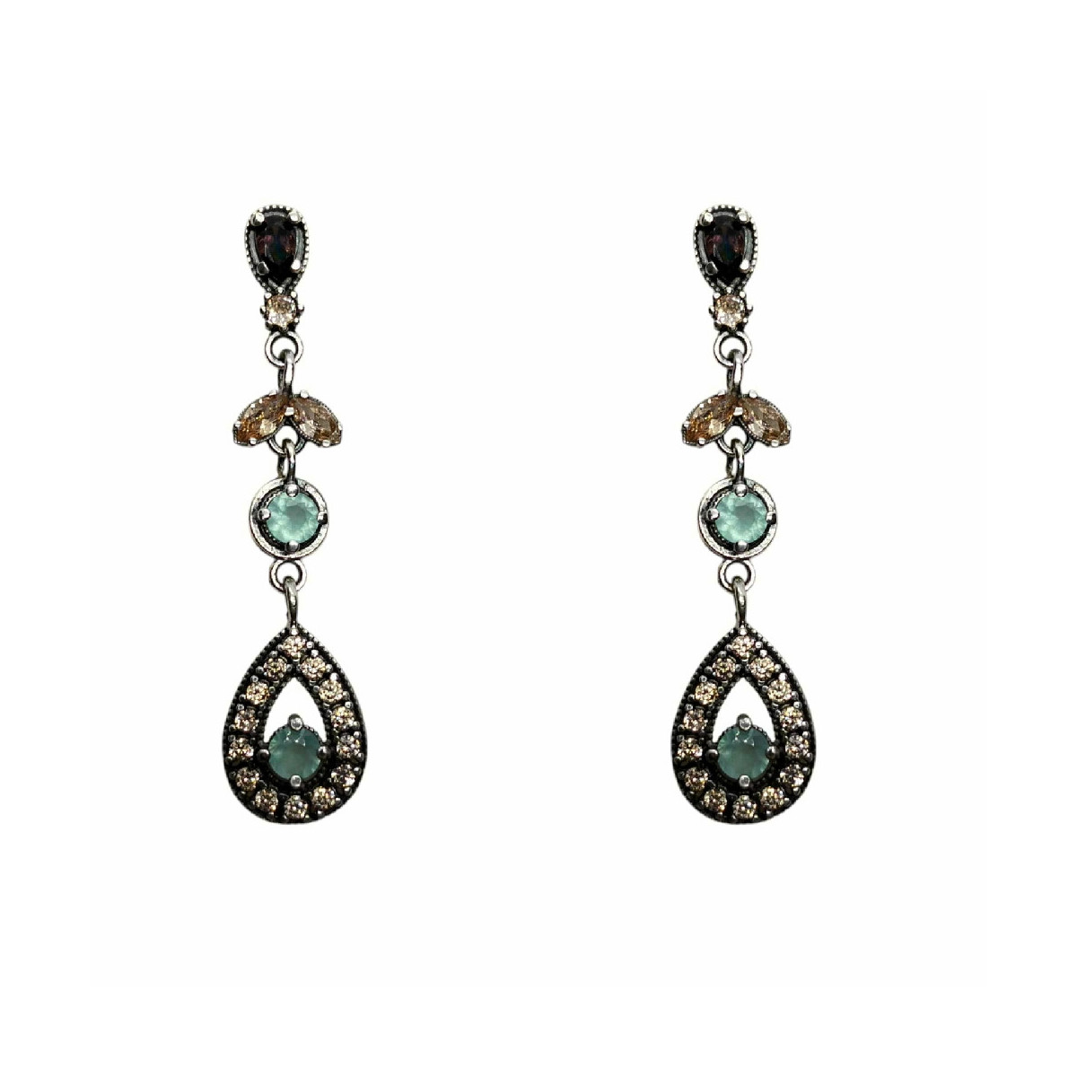 Pendientes de plata con circonitas de colores