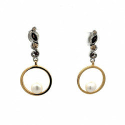 Pendientes de plata con circonitas de colores y perla natural cultivada