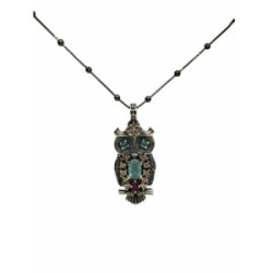 Collar de plata con circonitas y con forma de búho