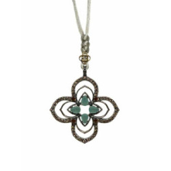 Collar de plata con circonitas y seda