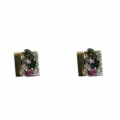 Pendientes de plata con circonitas de colores