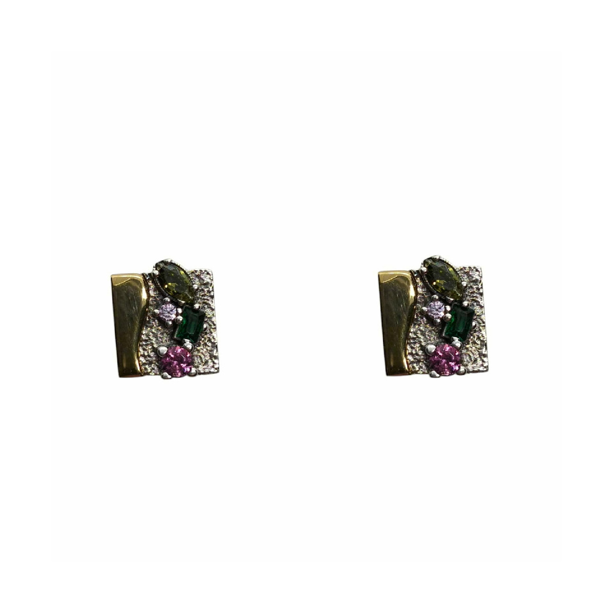 Pendientes de plata con circonitas de colores
