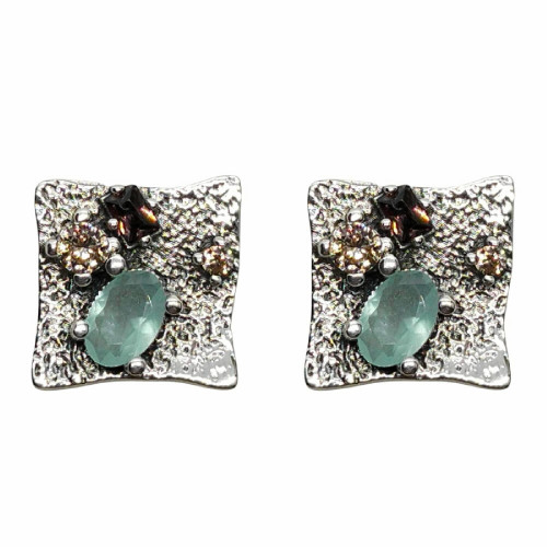 Pendientes de plata con circonitas de colores