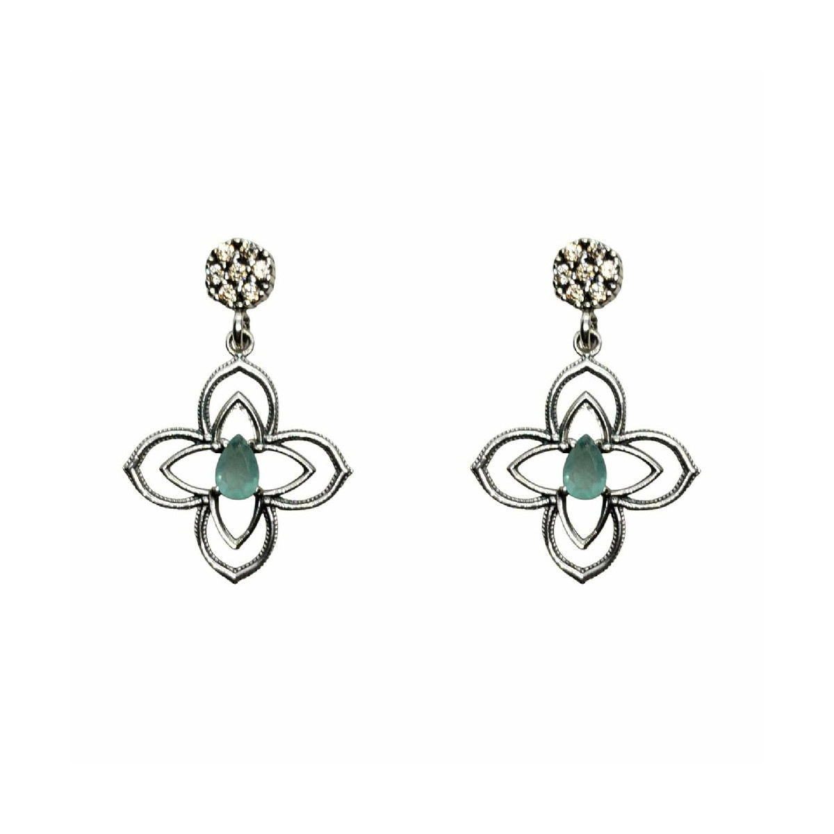 Pendientes de plata con circonitas de colores