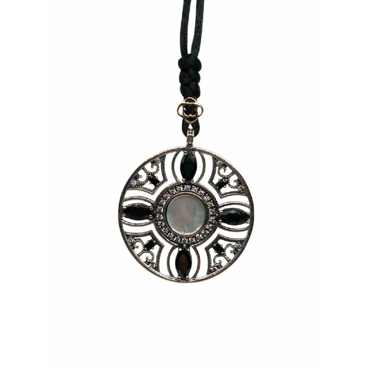 Collar de plata con circonitas y nácar