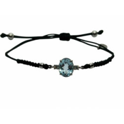 Pulsera de plata con macramé y circonita