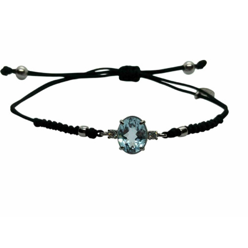 Pulsera de plata con macramé y circonita