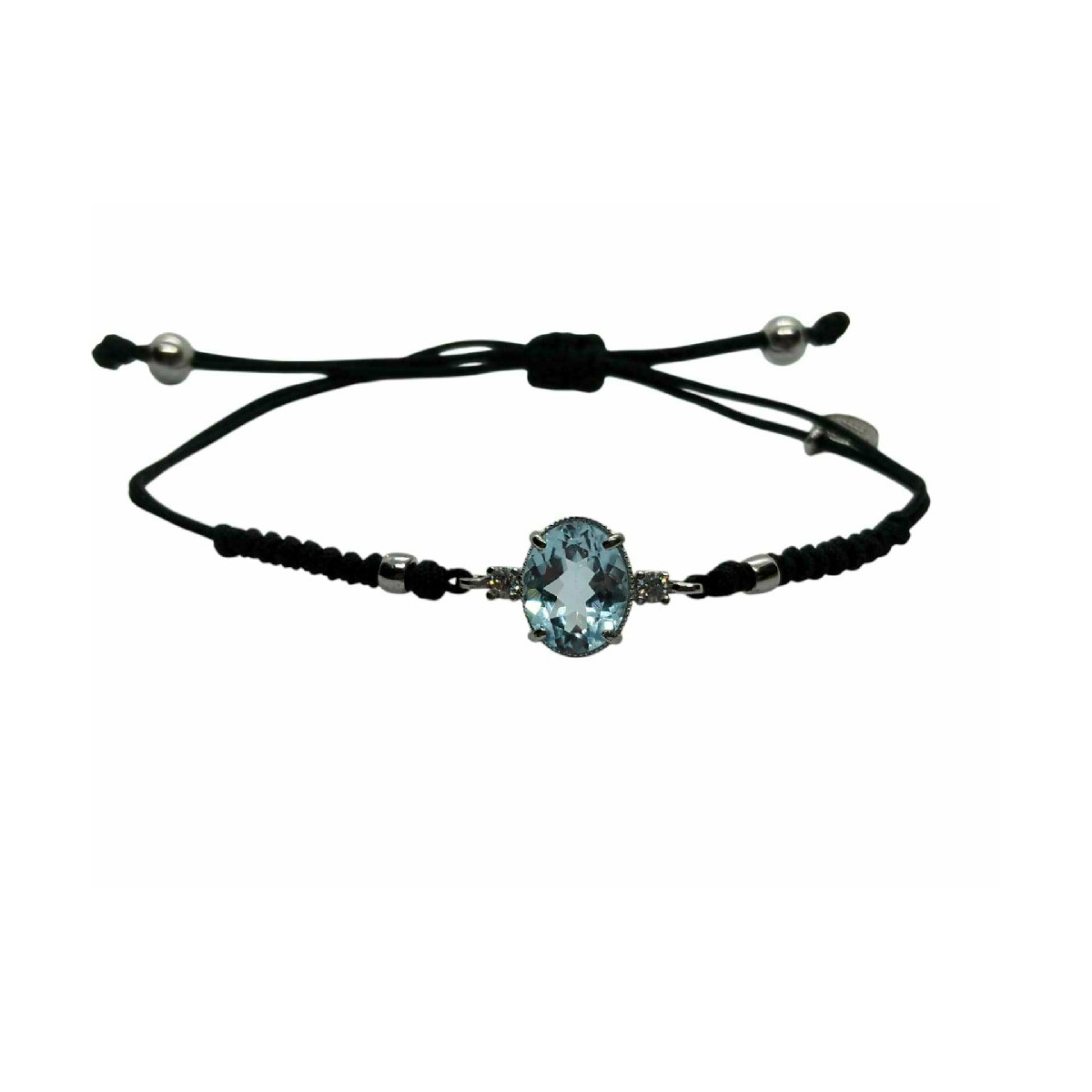 Pulsera de plata con macramé y circonita