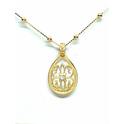 Collar de plata chapada con circonitas y nácar