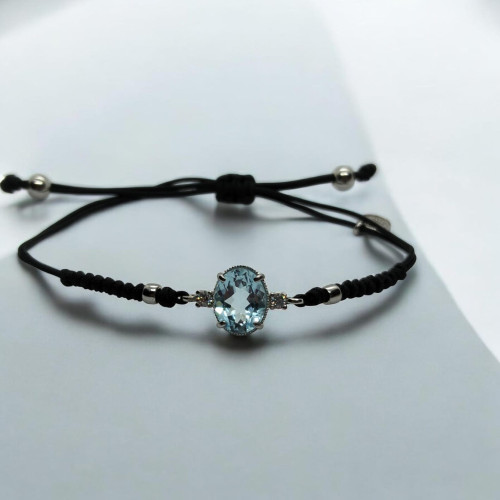 Pulsera de plata con macramé y circonita