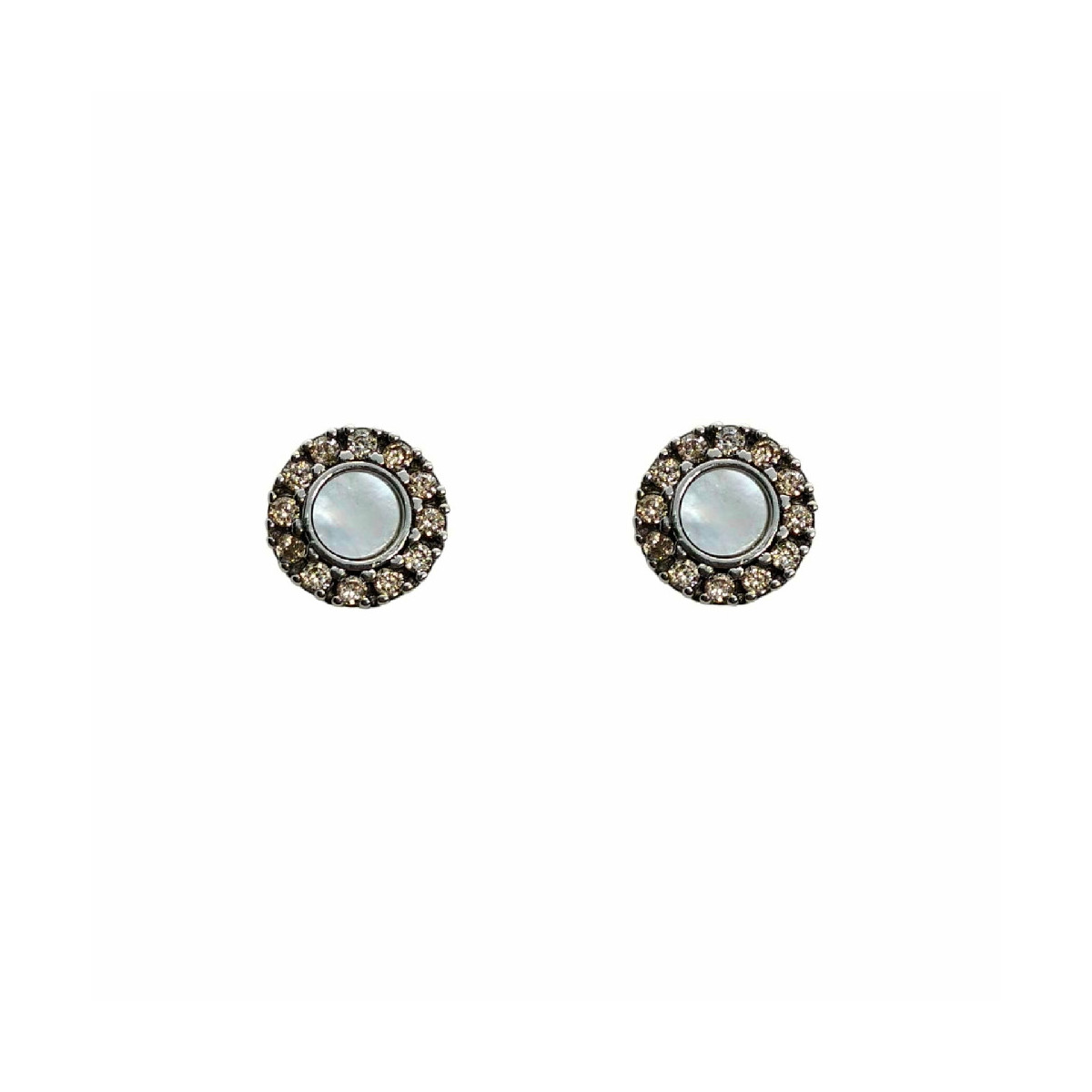 Pendientes de plata con circonitas y nácar