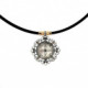 Collar de plata con circonitas y cuero negro Collar de plata con circonitas y cuero negro