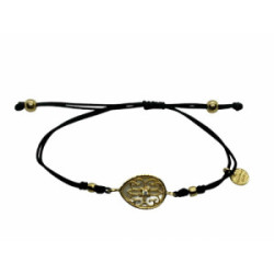 Pulsera de plata con macramé, circonita y nácar
