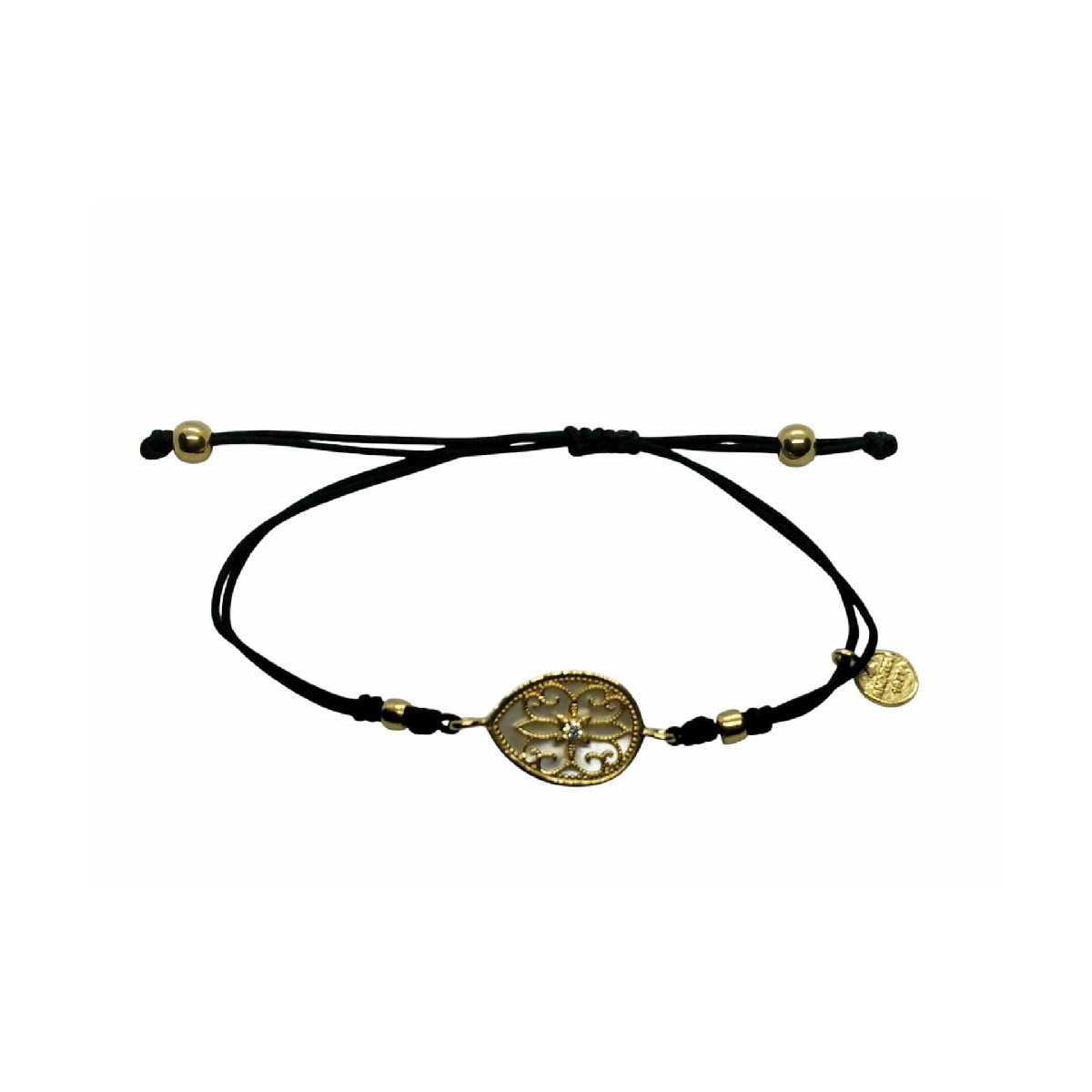 Pulsera de plata con macramé, circonita y nácar