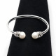 BRAZALETE RÍGIDO DE ORO BLANCO CON DIAMANTES Y PERLAS BRAZALETE RÍGIDO DE ORO BLANCO CON DIAMANTES Y PERLAS