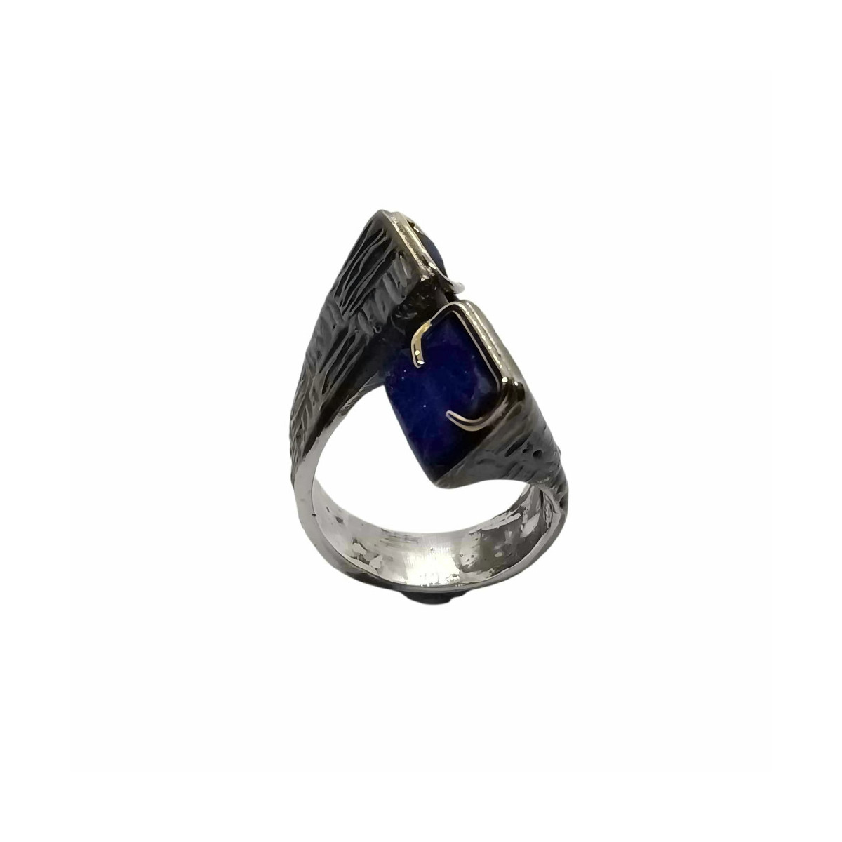 Anillo de plata y oro con lapislázuli