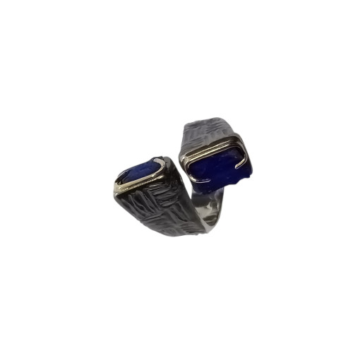 Anillo de plata y oro con lapislázuli