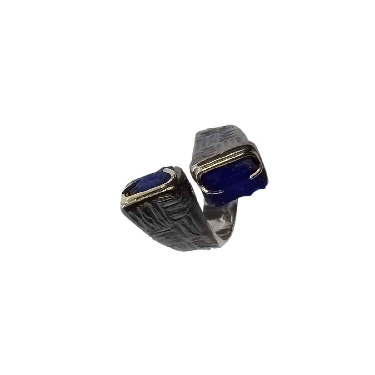 Anillo de plata y oro con lapislázuli